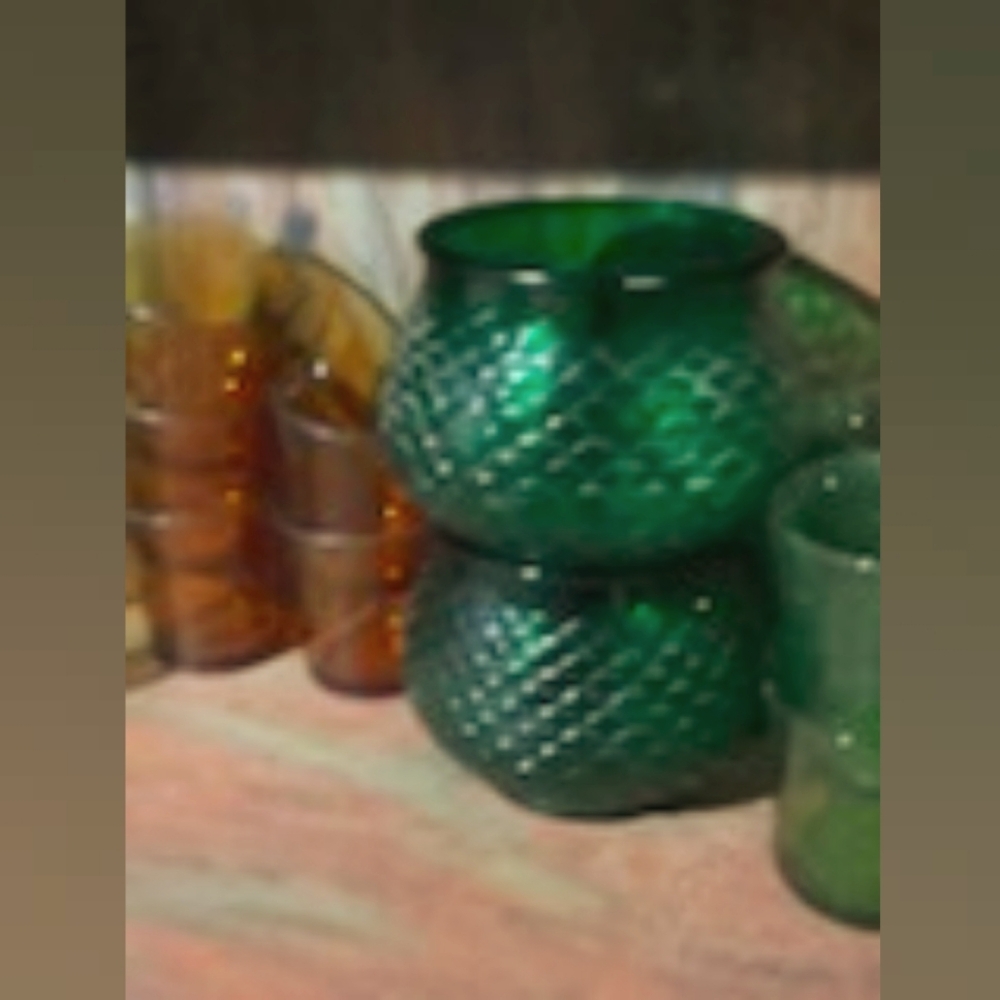Vintage Matching Green Glass Bowl Set